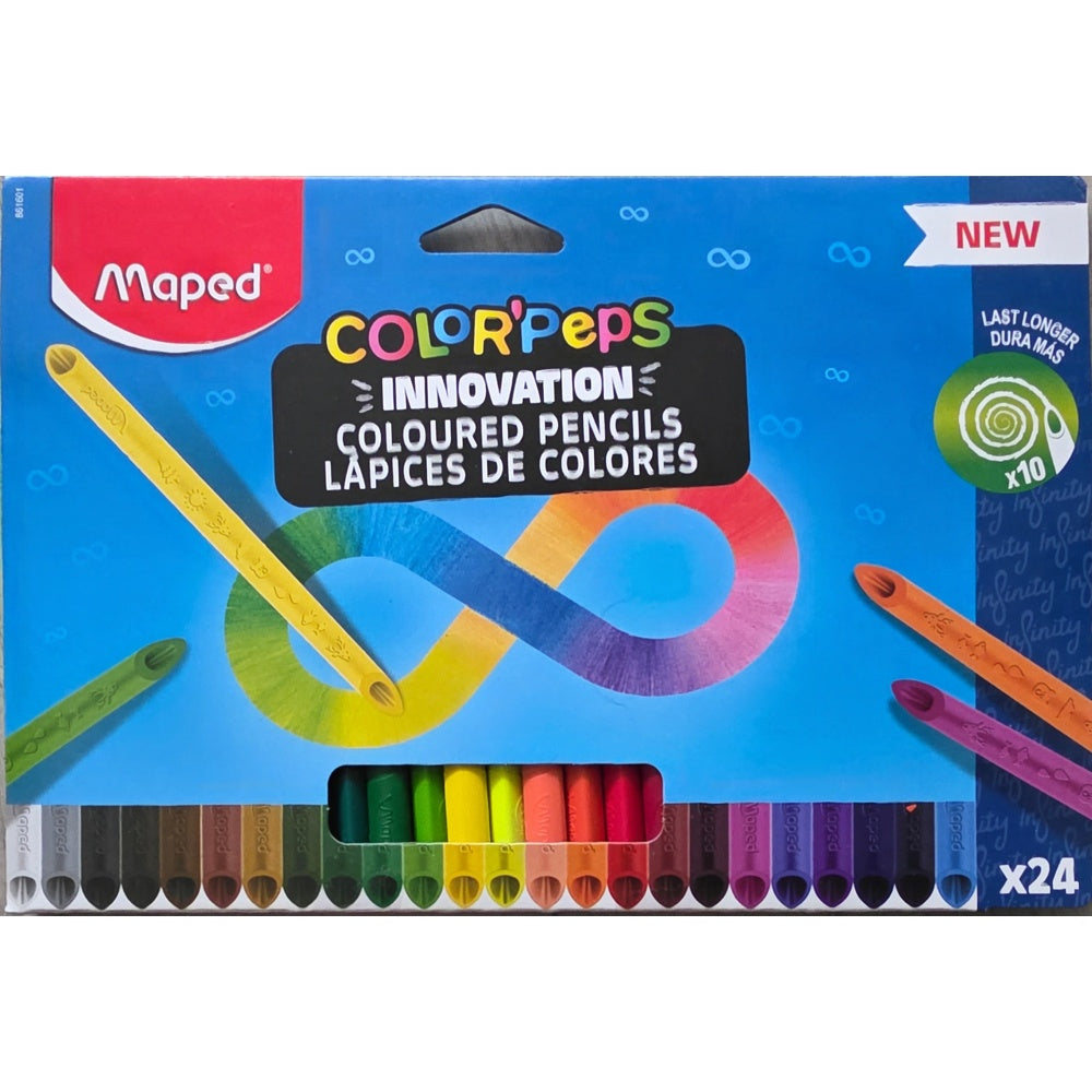 Crayons - MAPED - Colorpeps Infinity - 24 pièces - Ultra-résistante - Aquarellables
